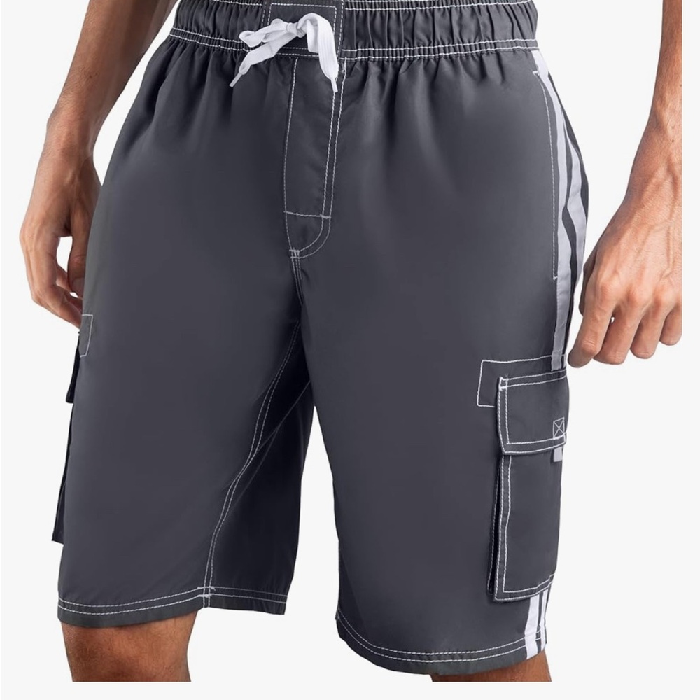 Kanu Surf Gray Board Shorts Elastic Waistband
